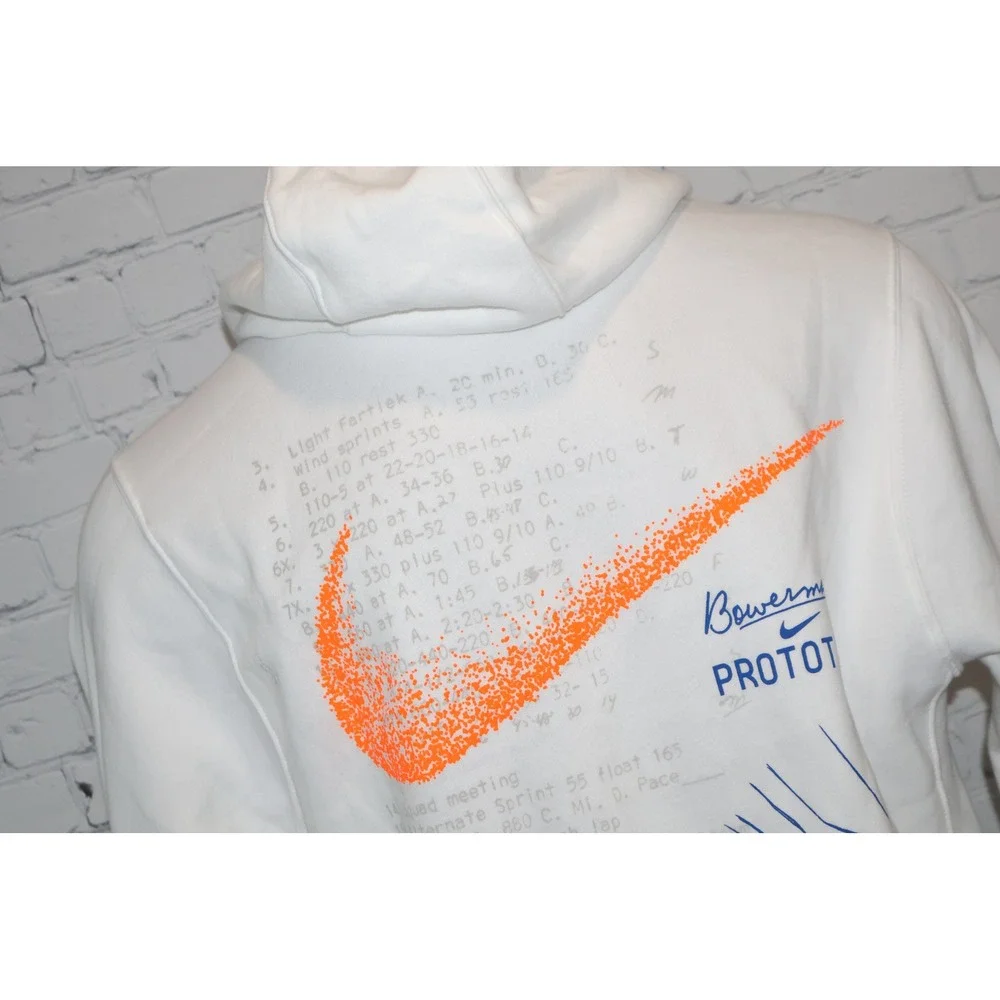 Nike Hoodie Mens Large White Bowerman Prototype Graphic Fleece Pullover - Picture 2 of 10
